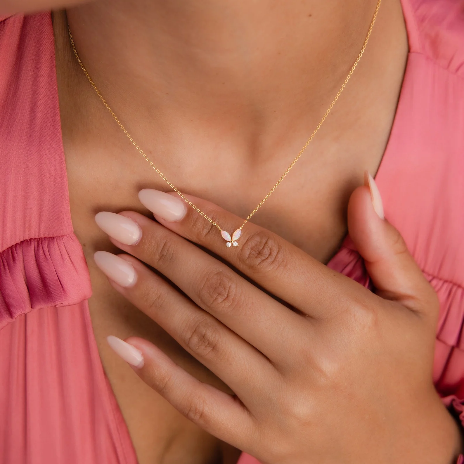 Pink Opal Butterfly Necklace - Image 6