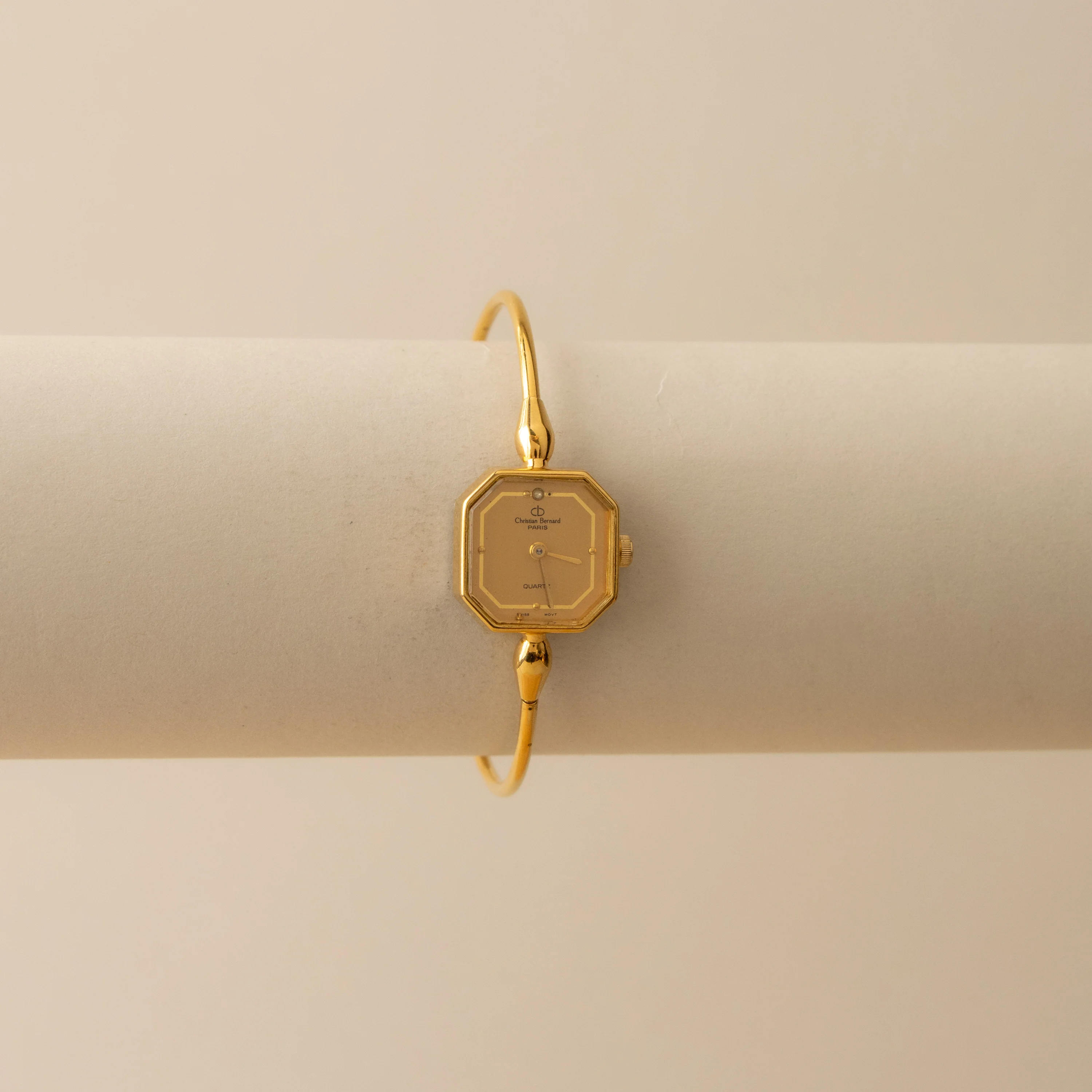 Rare Vintage Christian Bernard Swiss Square Gold Watch - Image 2