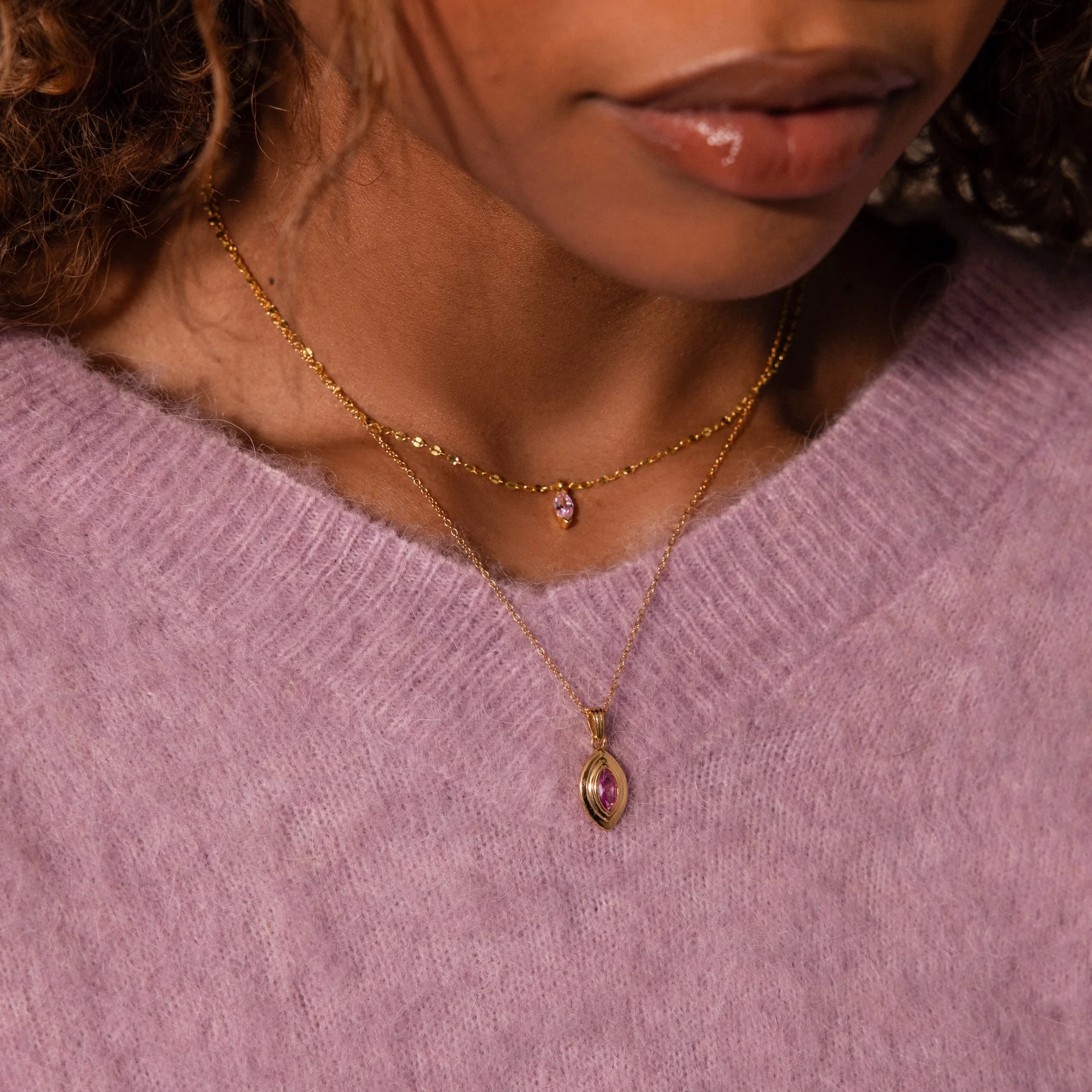 Ribbed Moonstone Pendant Necklace - Image 4