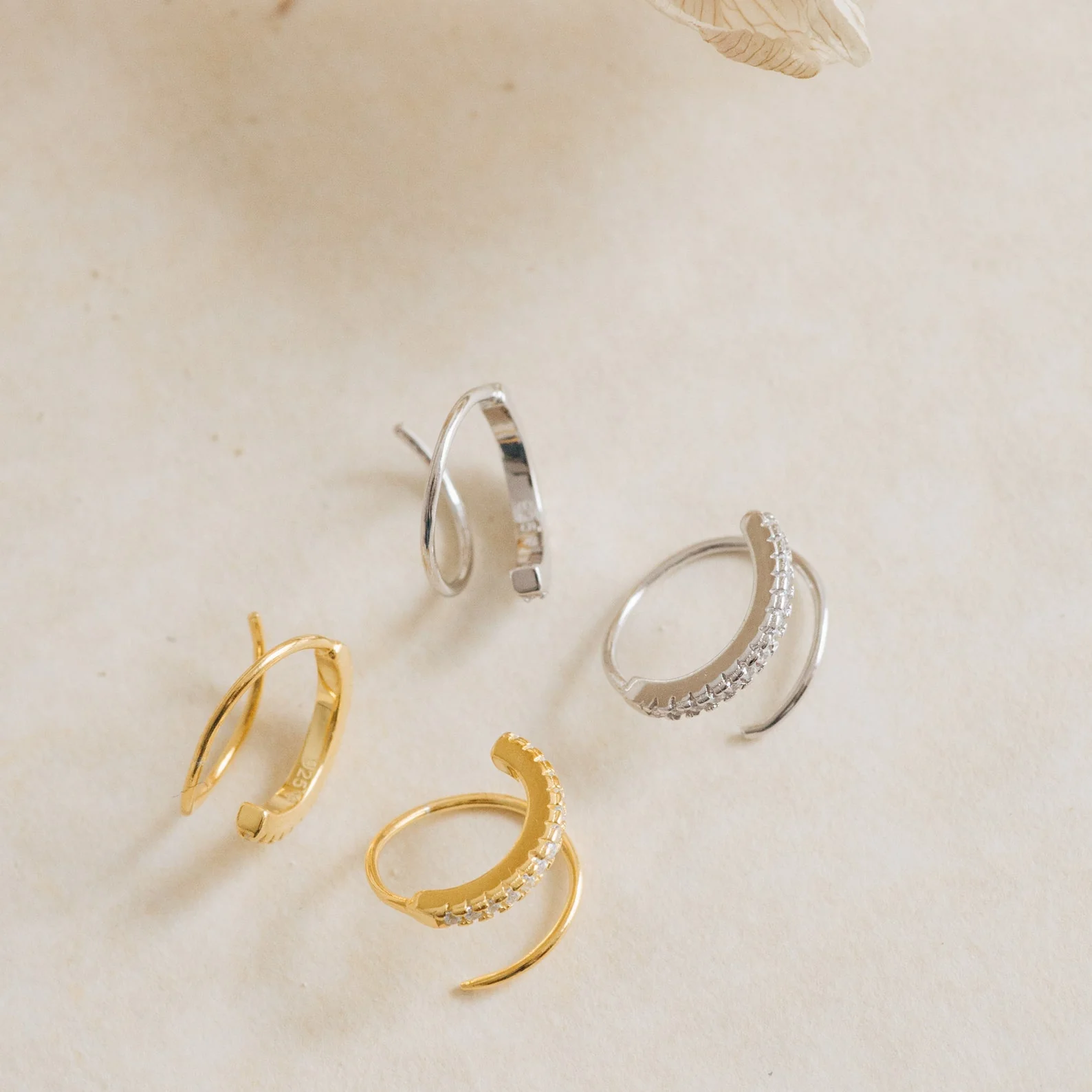 River Pave Wire Huggies - Image 6