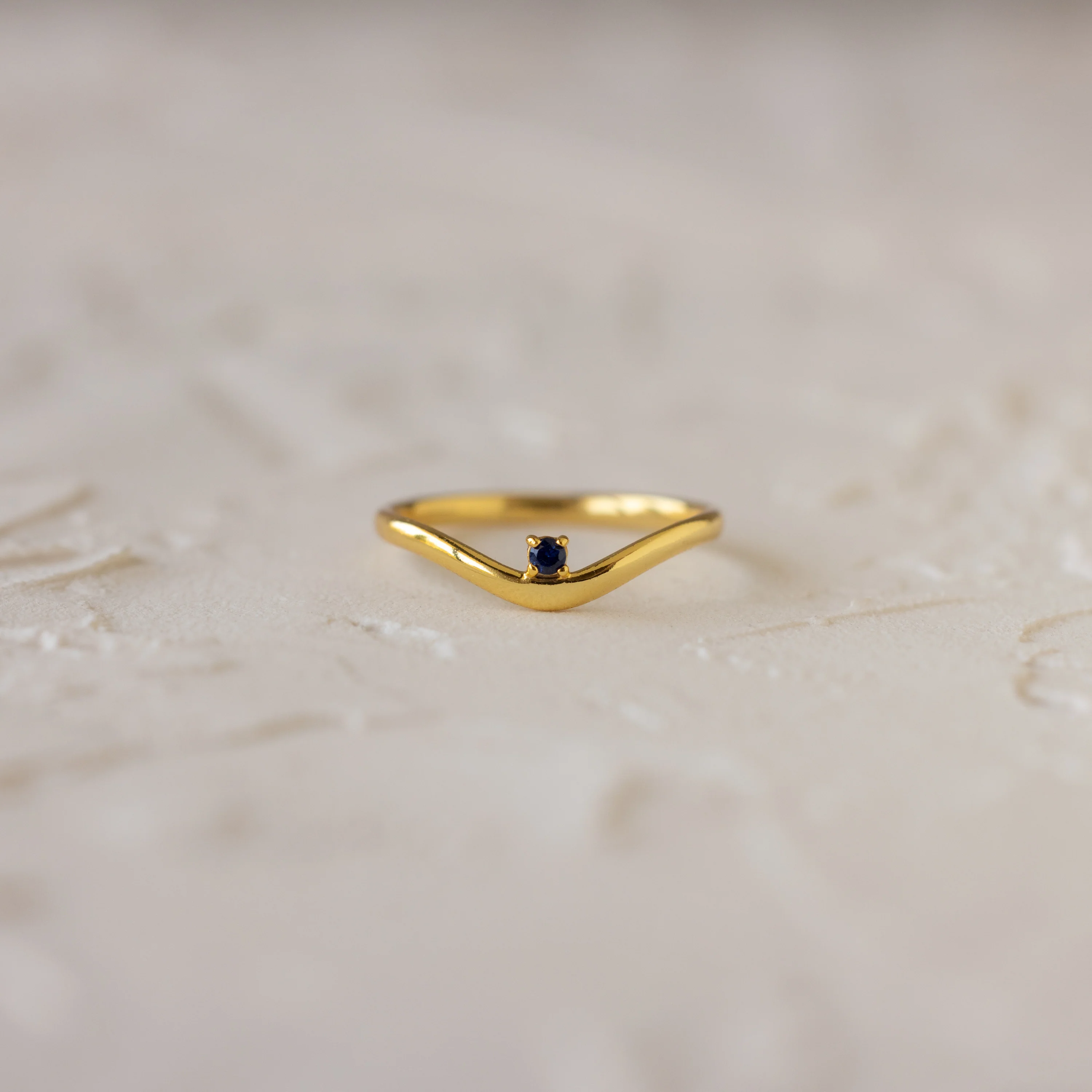 Sapphire Drop Curve Ring