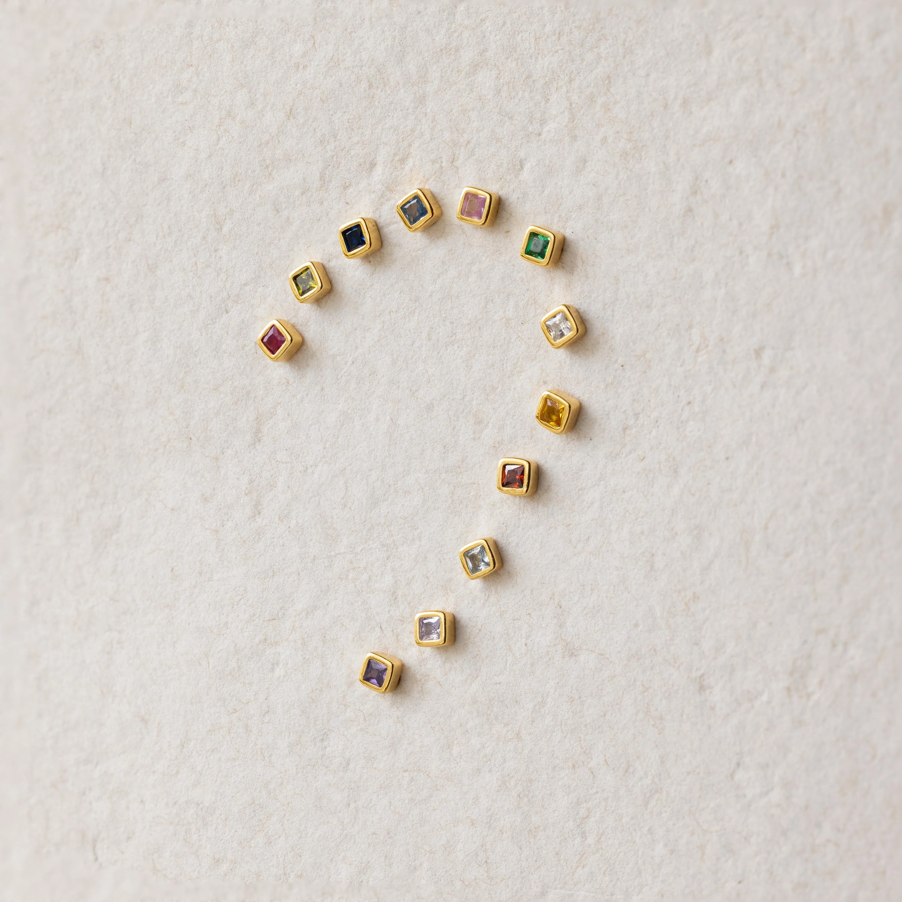 Square Bezel Amethyst Flatback Studs - Image 7