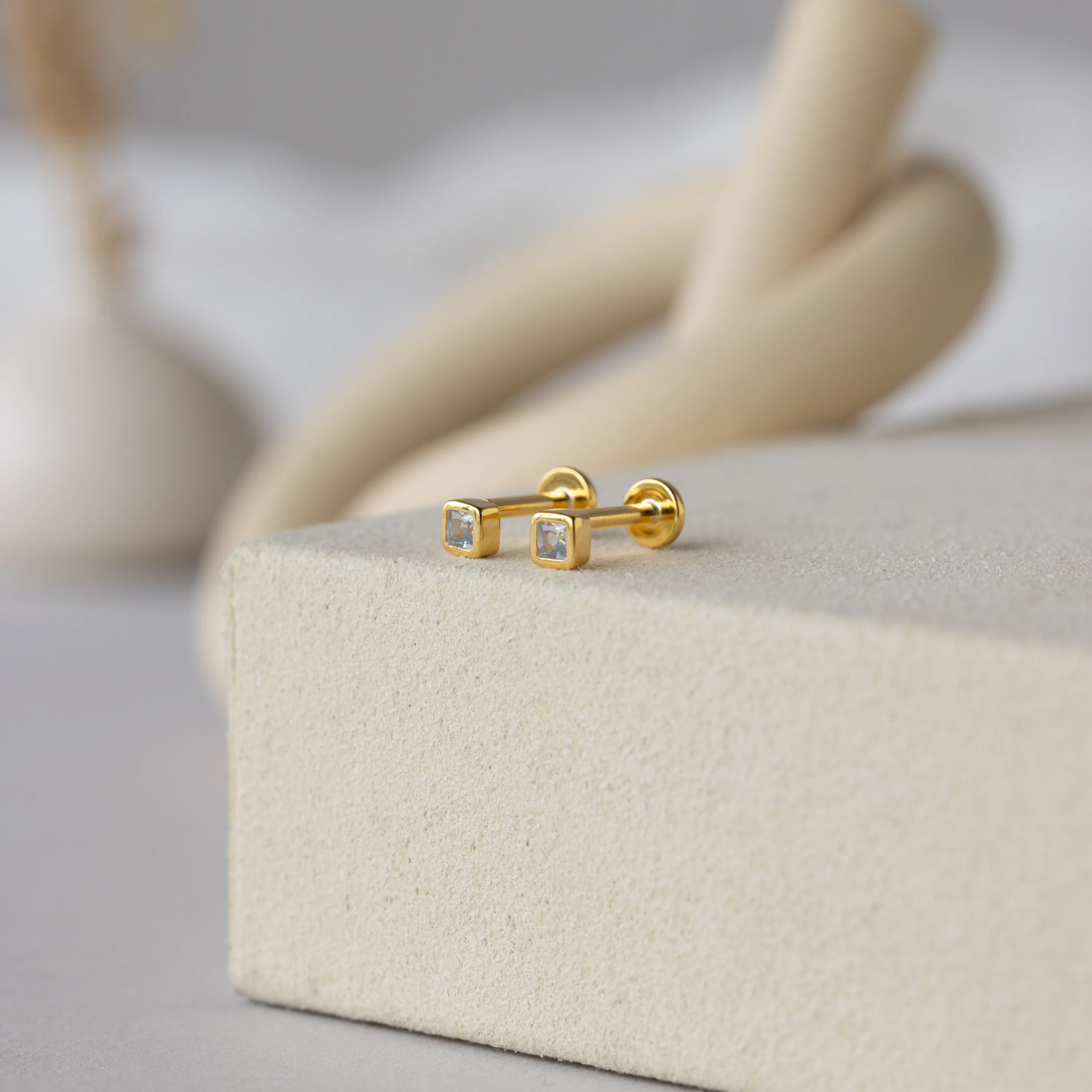 Square Bezel Birthstone Flatback Studs - Image 3