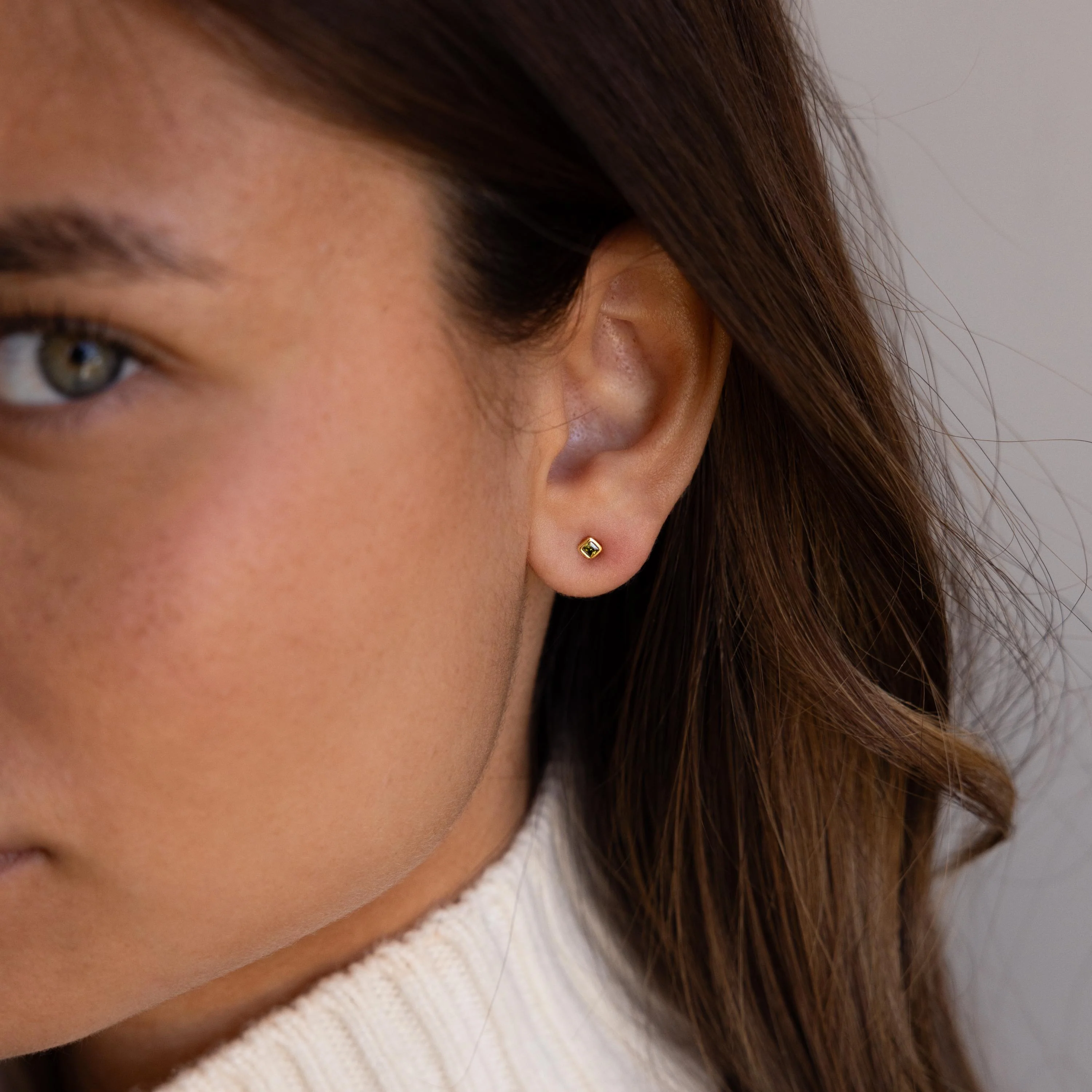 Square Bezel Amethyst Flatback Studs - Image 4