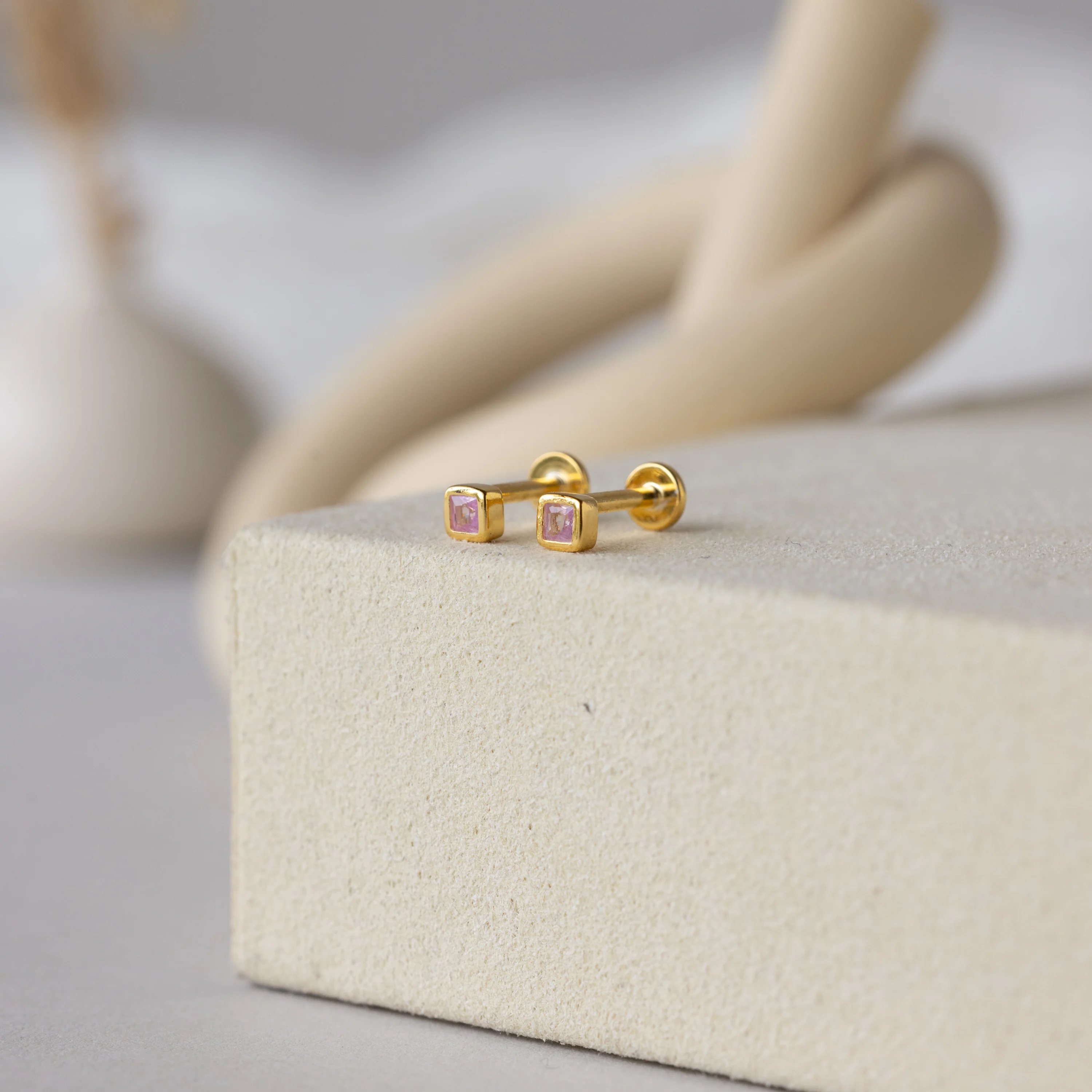 Square Bezel Birthstone Flatback Studs - Image 9