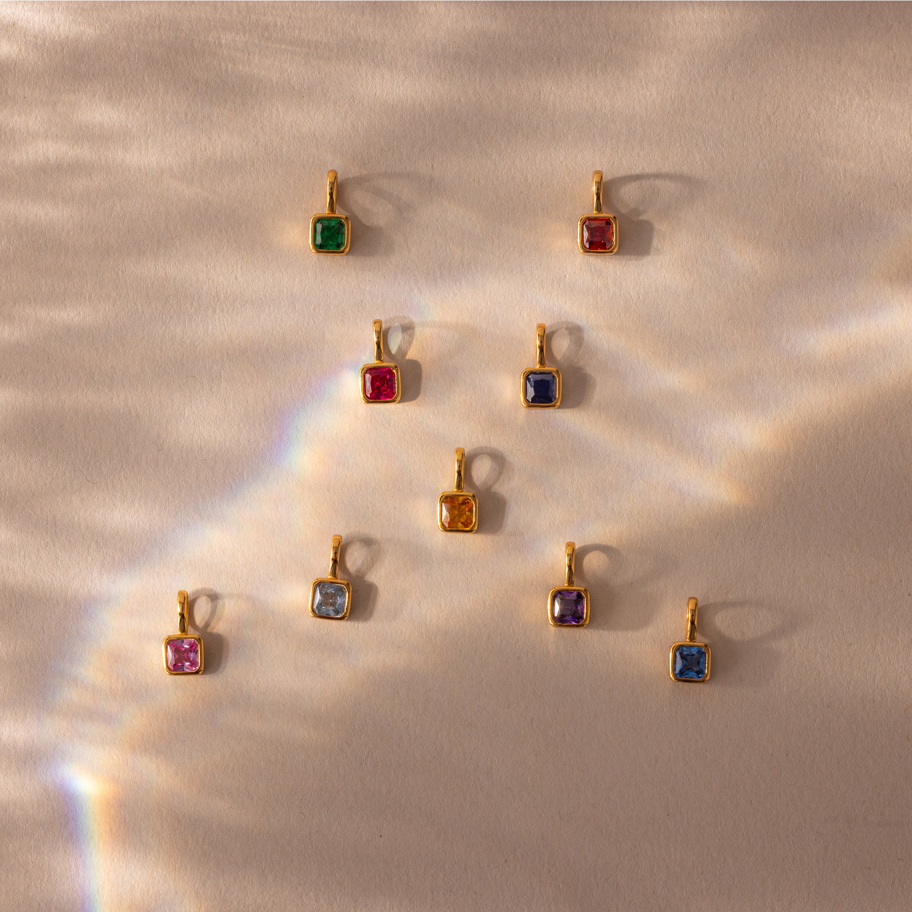 Square Bezel Emerald Charm - Image 5