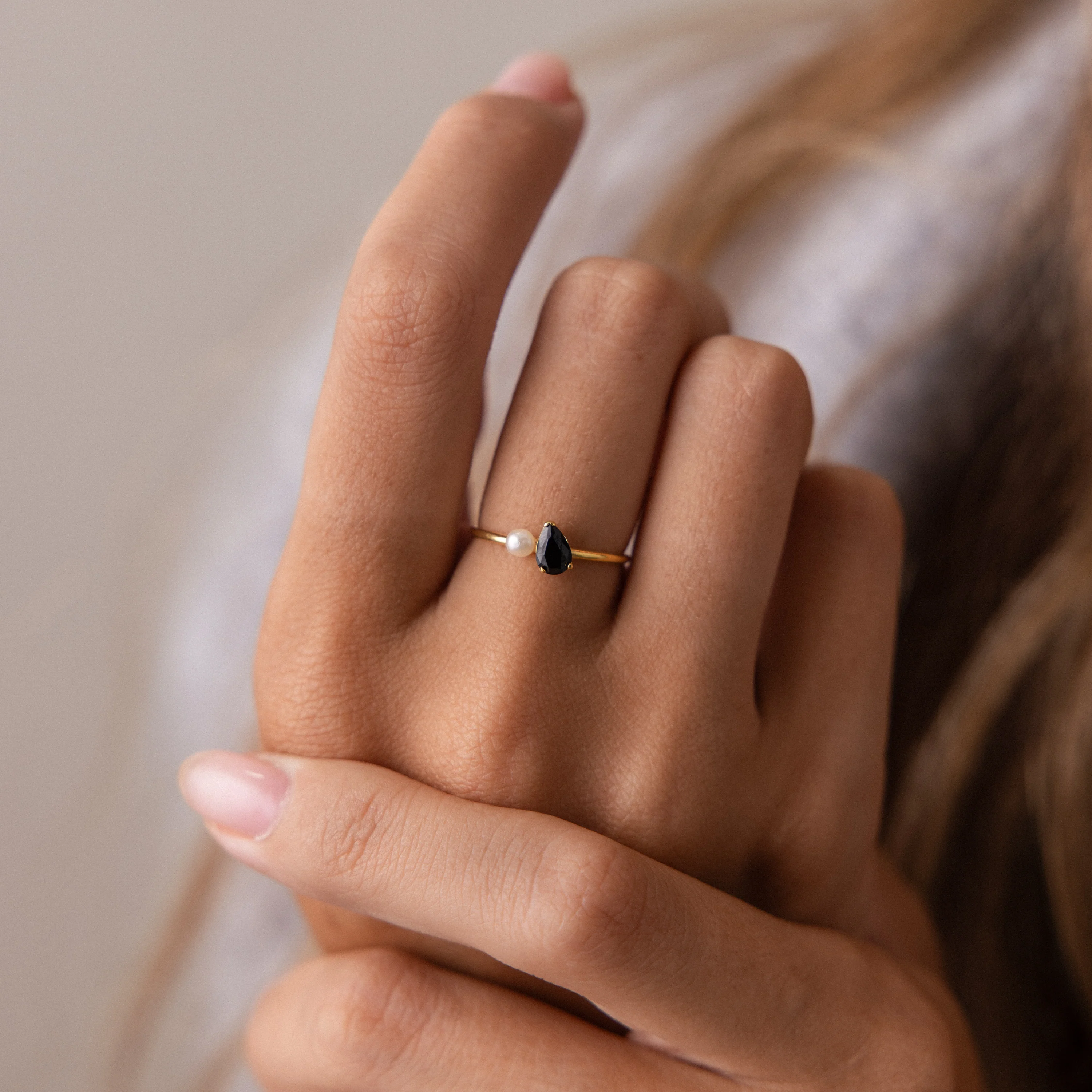 Teardrop Ruby & Pearl Ring - Image 2