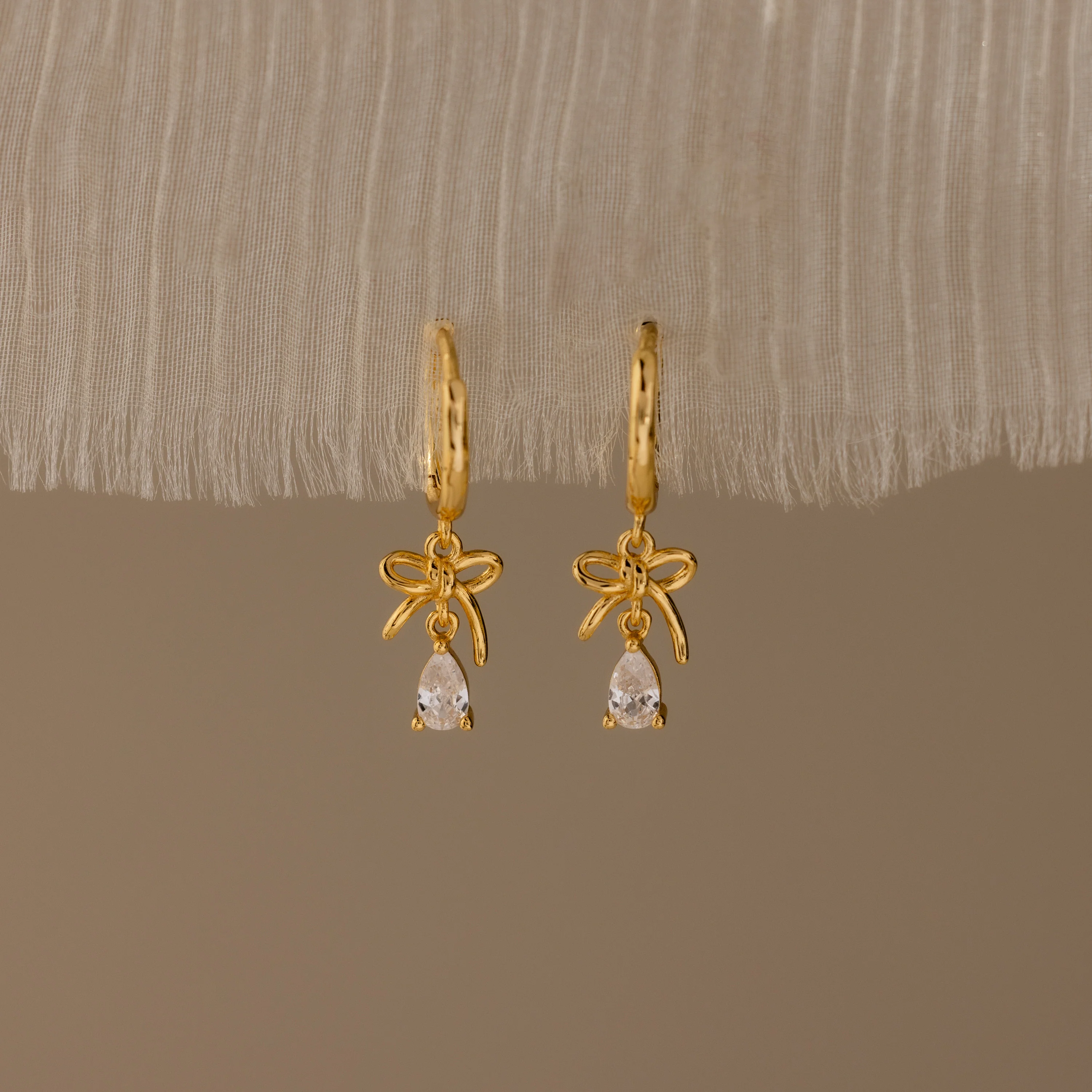 Teardrop Ribbon Charm Hoops
