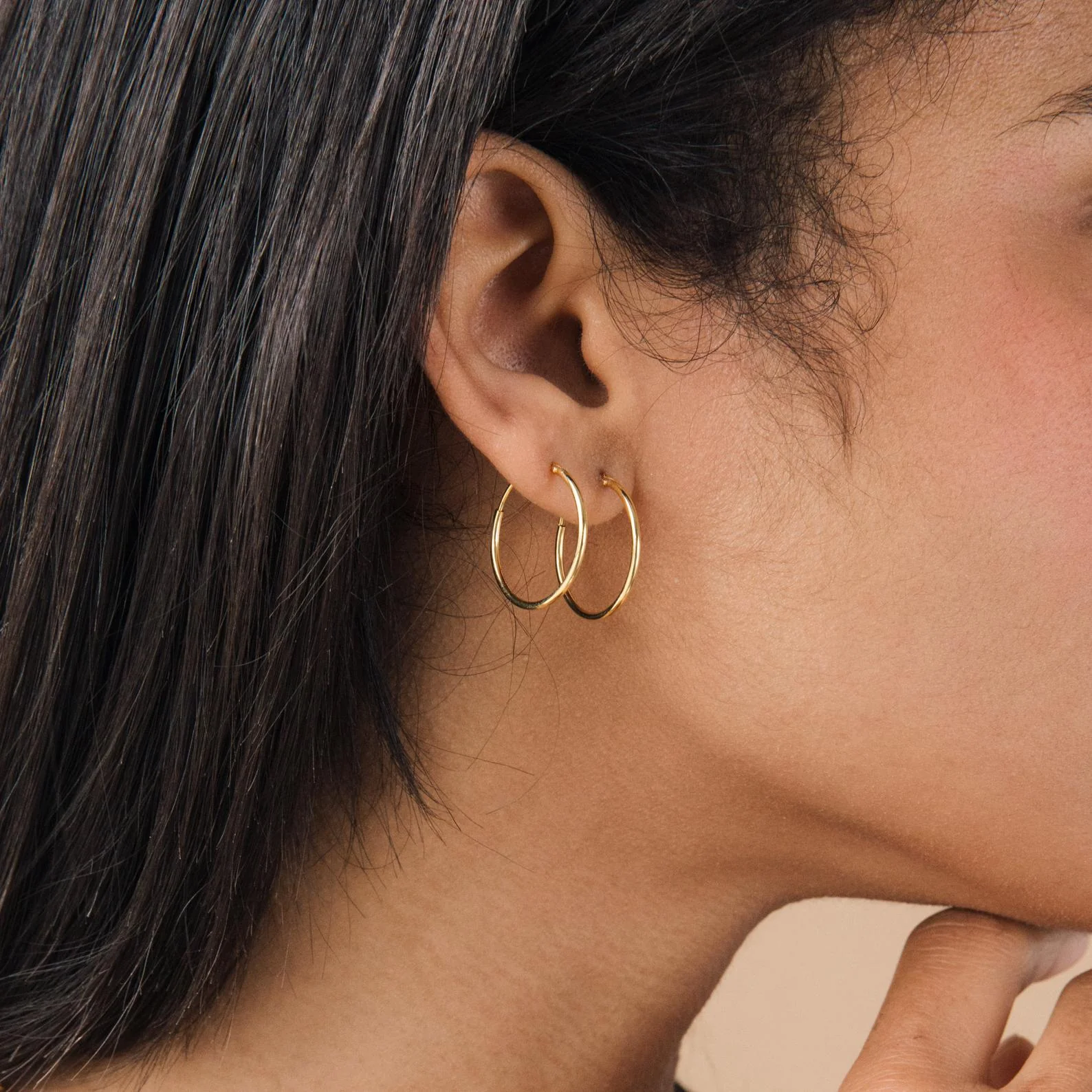Thin Hoop Earrings - Image 6