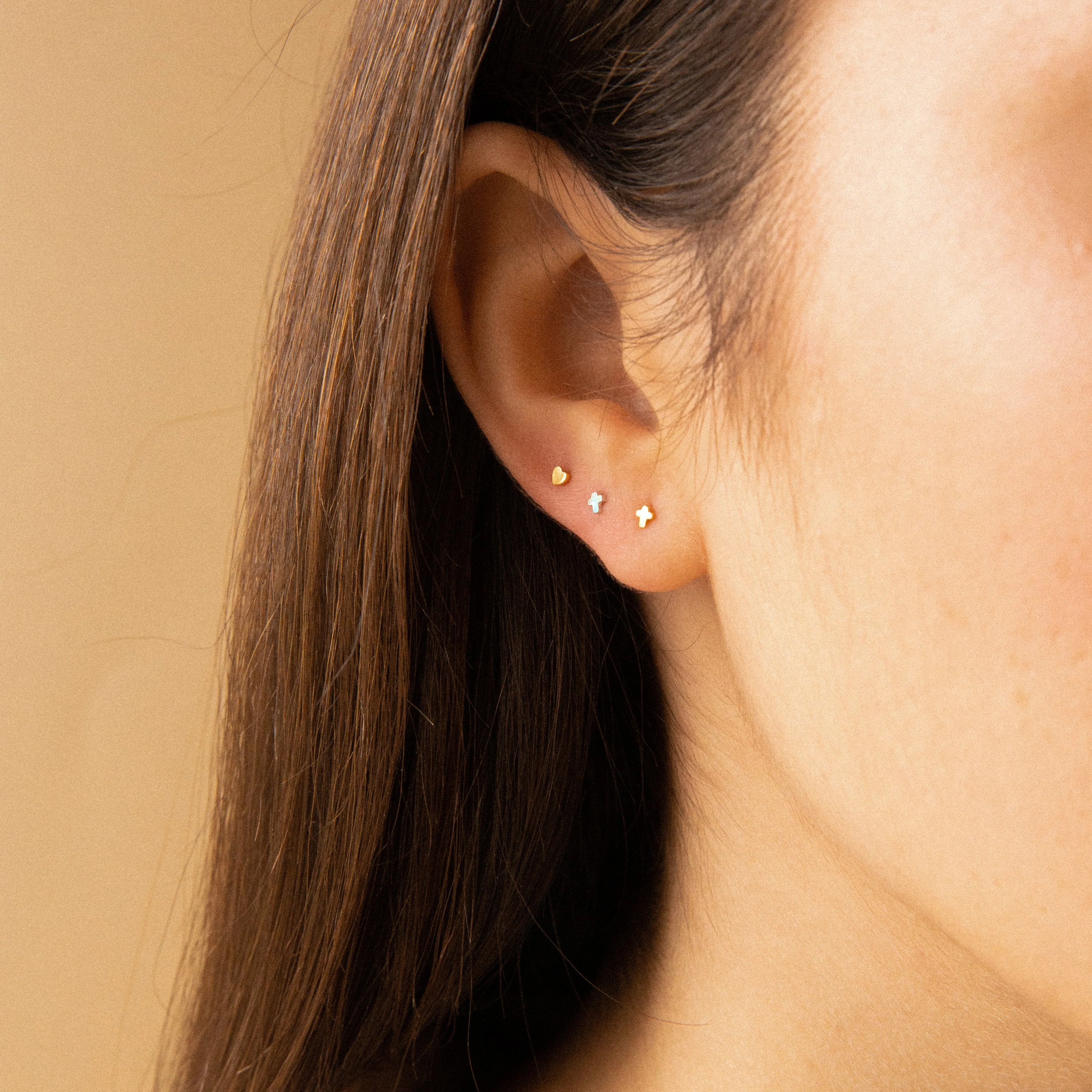 Tiny Cross Studs in Silver - Image 4