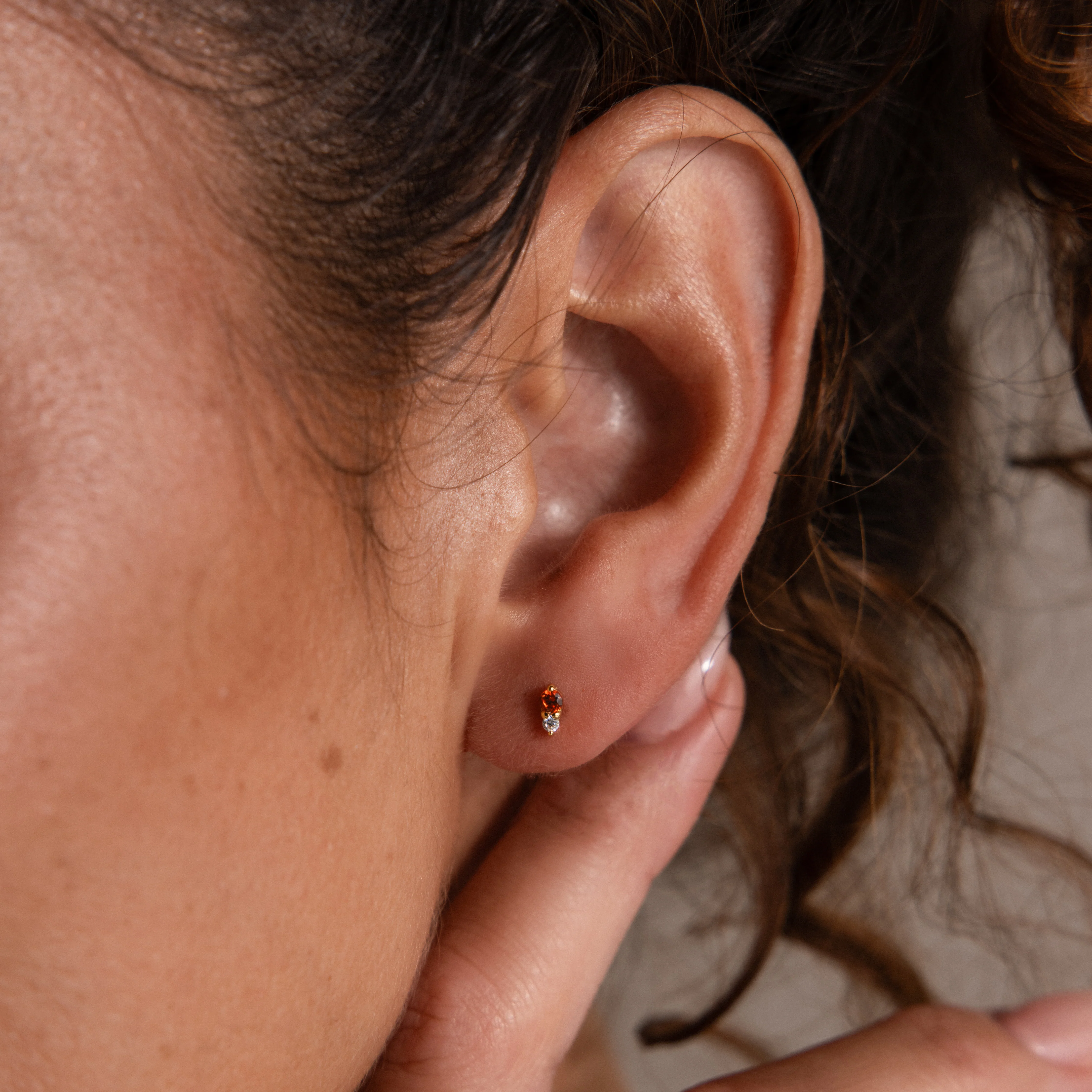 Tiny Duo Sapphire Flatback Studs - Image 2