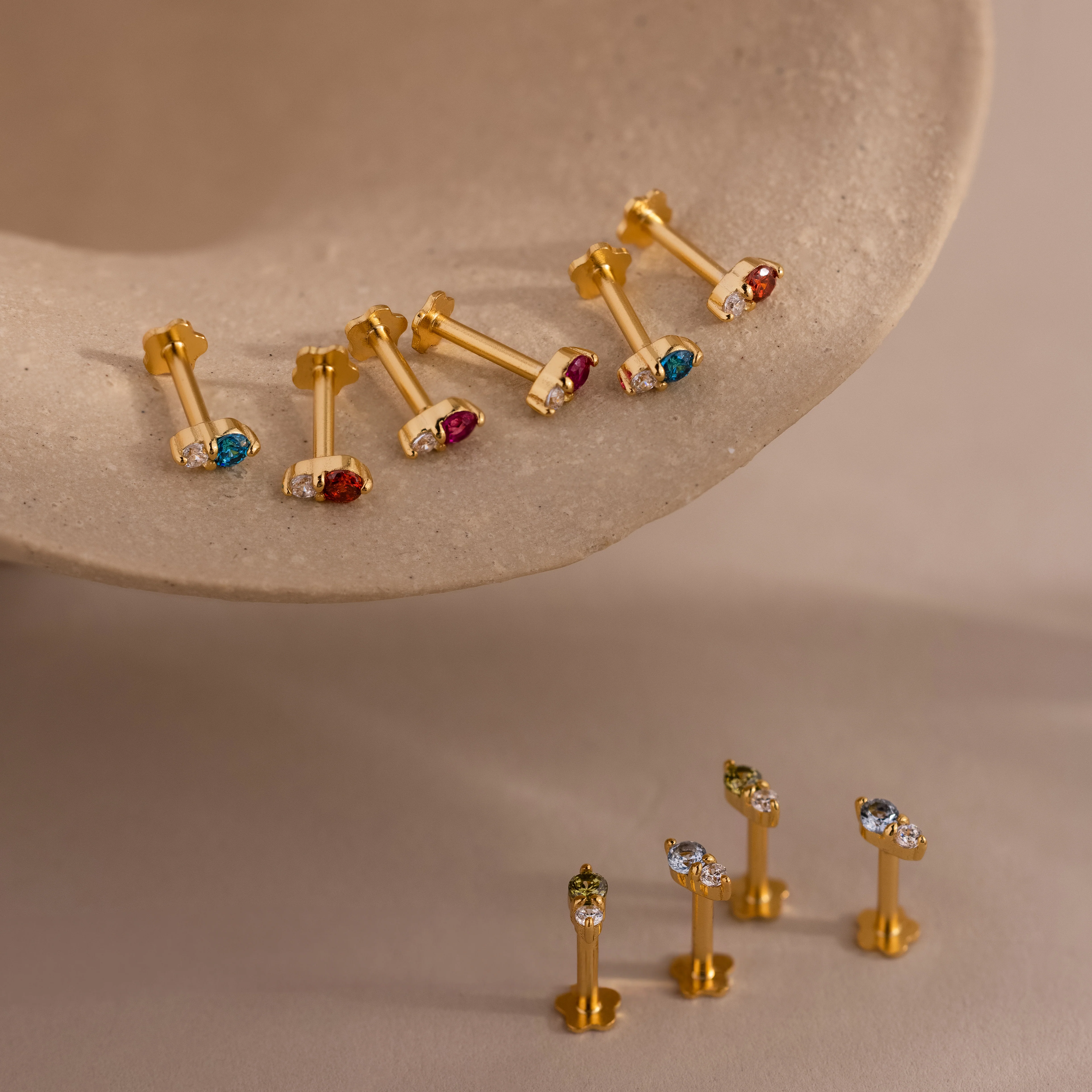 Tiny Duo Sapphire Flatback Studs - Image 5