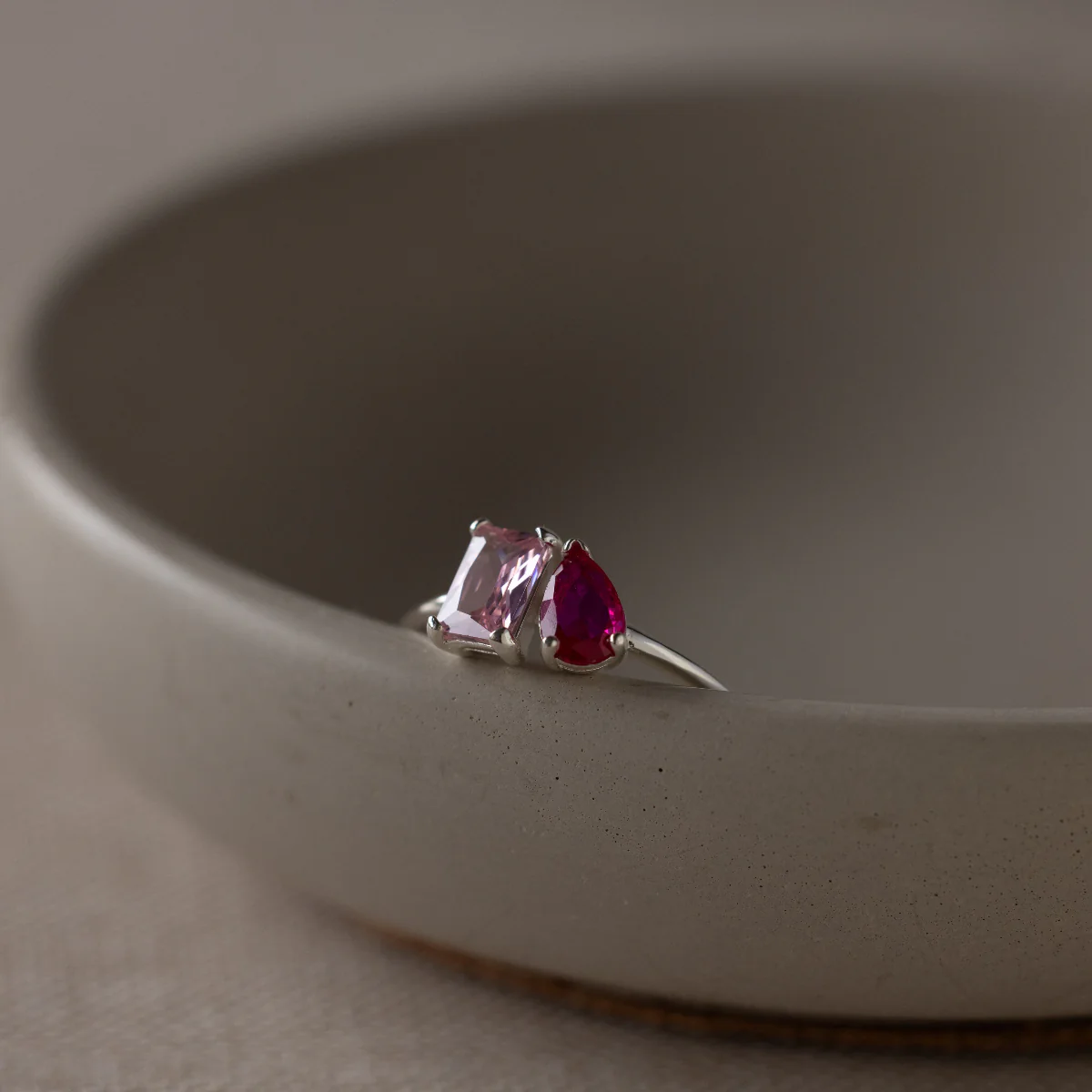 Toi et Moi Birthstone Ring in Silver - Image 6