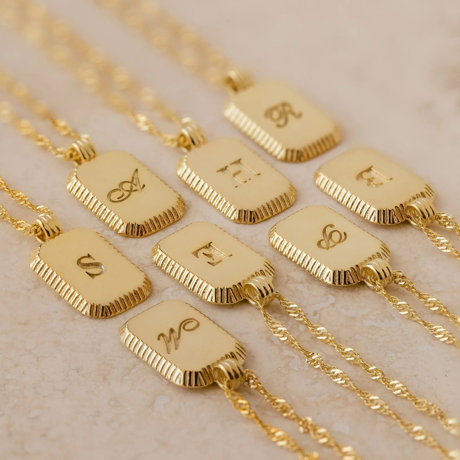 Traditional Ribbed Initial Necklace - Image 8