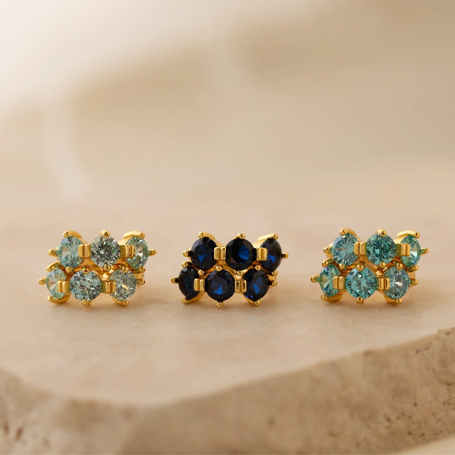 Triple Birthstone Huggies - Image 8