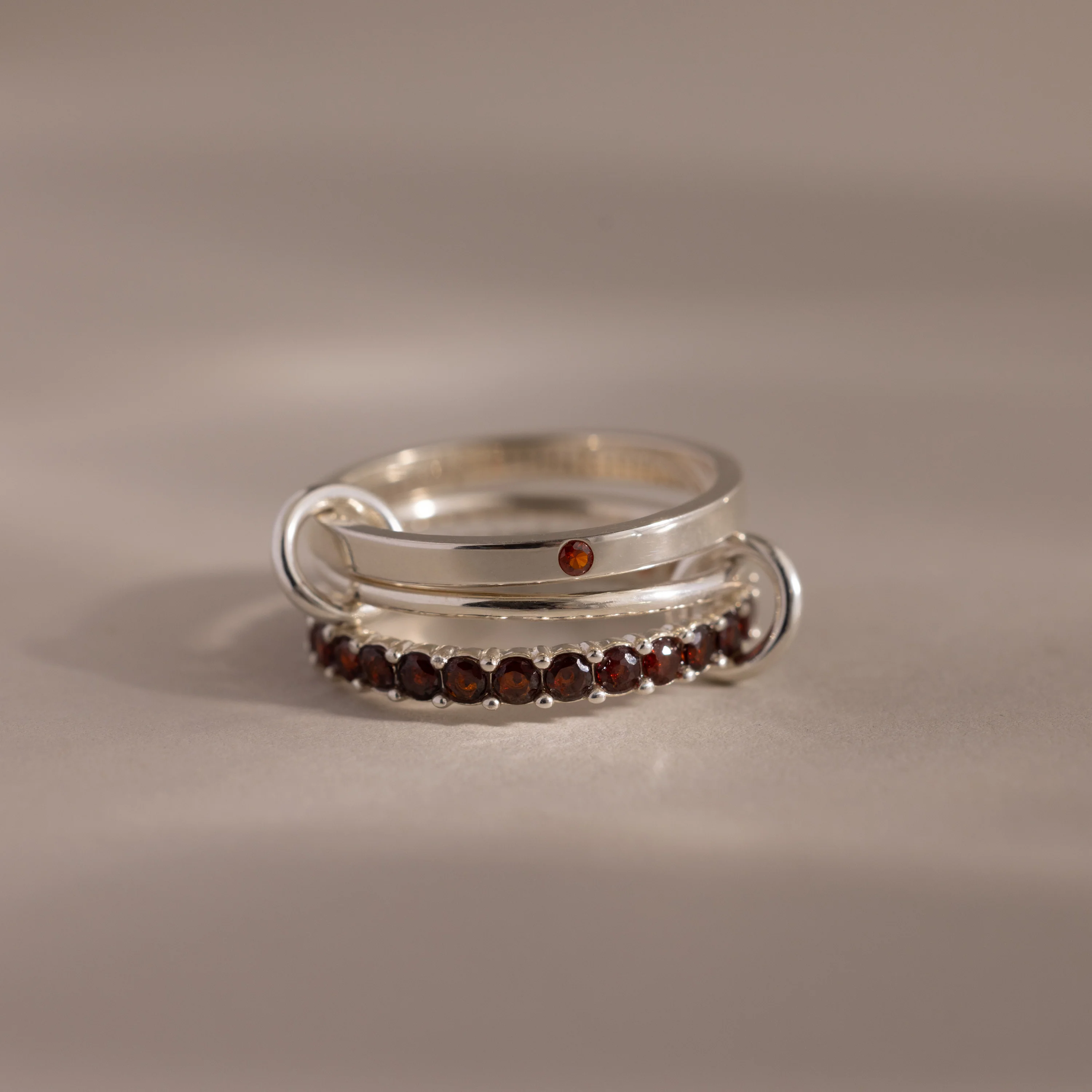 Triple Linked Garnet Ring Set - Image 3