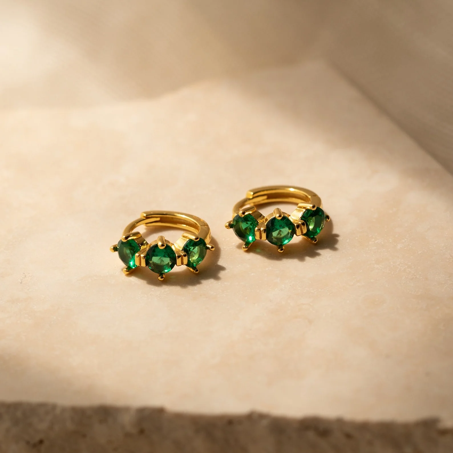 Triple Ruby Birthstone Huggies - Image 5