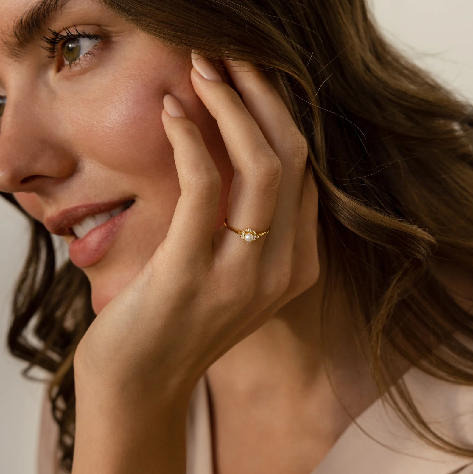 Vintage Pave Pearl Ring - Image 5